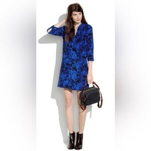 Madewell Silk Director Shift Dress in Brushstroke Floral - Size XS